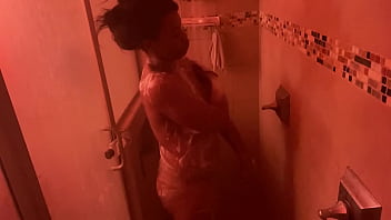 Sexy Dominican teacher taking a shower in school