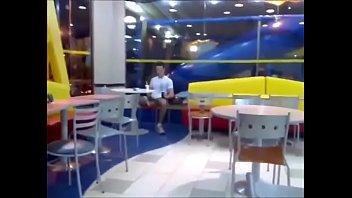 Horny guy jerking-off at McDonald's